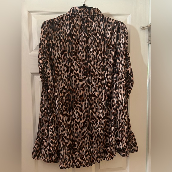 Good American Womens Plisse Animal Print Button-Down Top - SZ 3/4 - L/XL - Picture 5 of 6